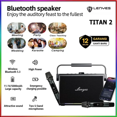 LENYES TITAN 2 200W Outdoor KTV Wireless Speaker + Microphone Karaoke